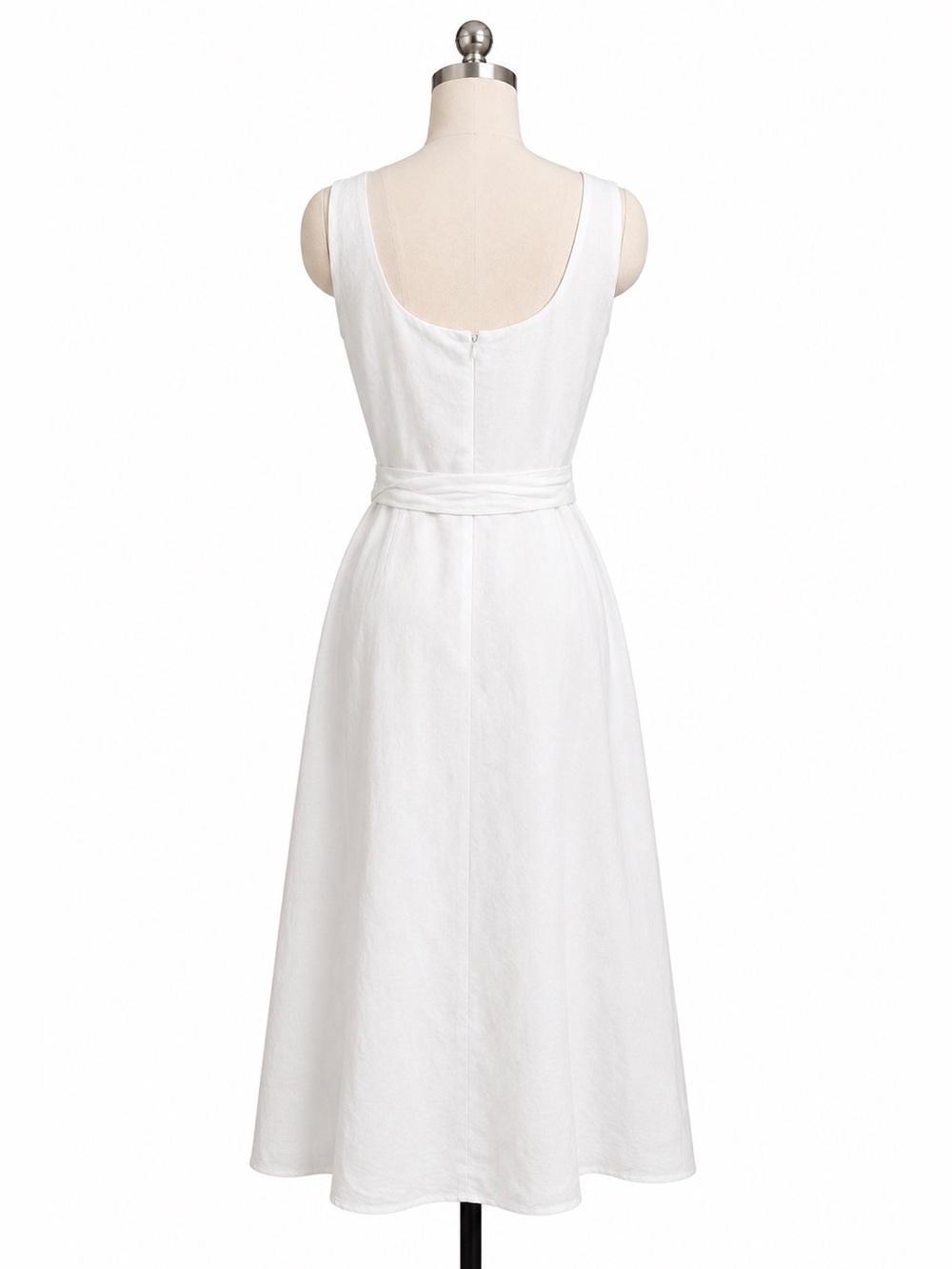 Karl Lagerfeld Paris Linen Blend Floral Midi Dress Belted Pockets White 16 NWT - Picture 6 of 16